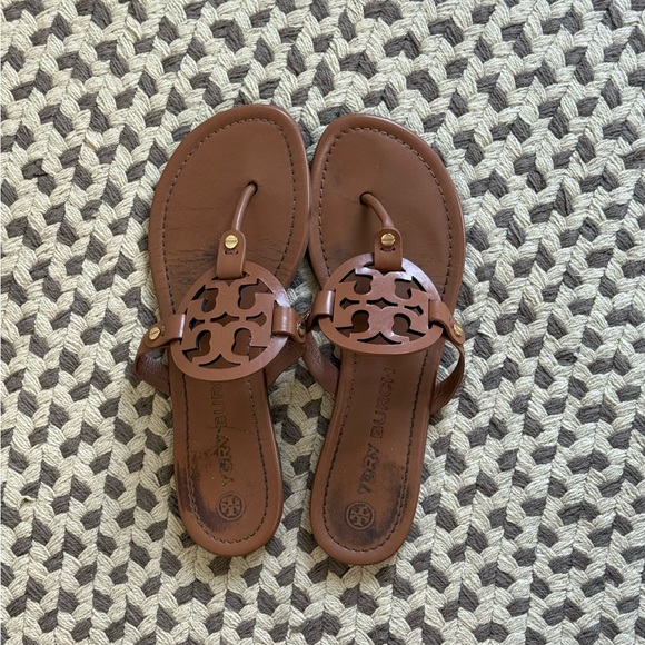 Tory Burch Brown Leather Miller Sandals